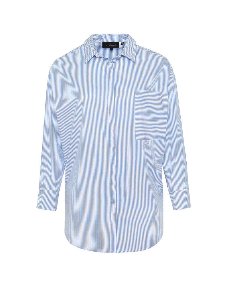 White and blue button sale up shirt